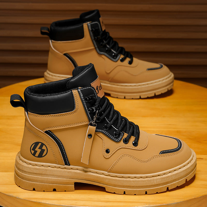 Boots men's spring 2025new arrivalabrasion resistant men's shoes workwear boots men's british style casual shoes rhubarb boots trendy shoes