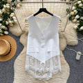 spring new lace trim v-neck sleeveless tank top - women's summer commute style slimming design vest