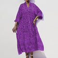 cross-border e-commerce women's fashion: european and american summer new arrivals - stylish v-neck printed loose plus size maxi dress