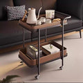 Accessible luxury saddle leather sofa trolley corner sofa storage rack movable wheeled bedside table living room for home coffee table