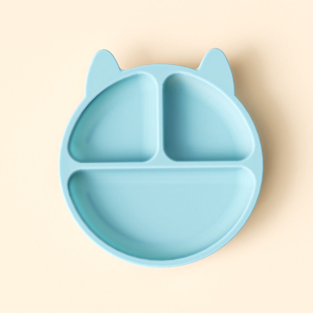 Children's dinner plate, baby eating, silicone bowl, infant food supplement bowl, suction cup type grid plate, mother and baby products tableware