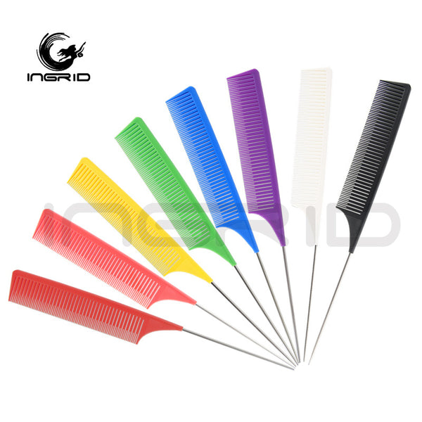 Color Hair Comb Hair Salon Styling Cut Hair Comb Hair Dyeing Section Highlight Comb Steel Needle Plastic Tip Tail Comb