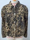 European and american cross-border e-commerce  polo collar long sleeve metal single-breasted leopard print casual washed denim jacket