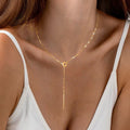 Real gold brass plating fashion cross-border hot sale lasso necklace fashion long necklace hanging women's classy necklace