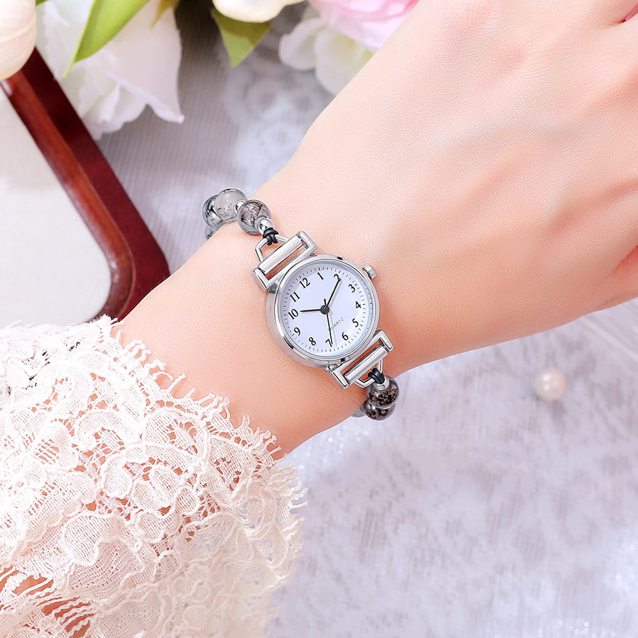 Xiaoxiangfeng braided watch girls bracelet watch nicheaccessible luxuryinschiceasiest for matchcamellia beaded watch