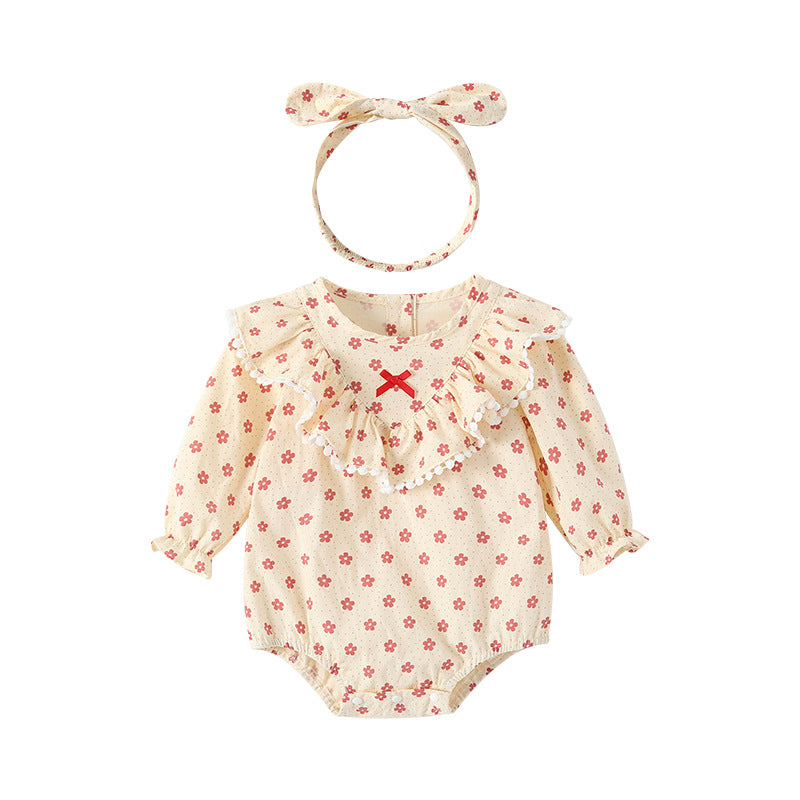 Newborn baby autumn clothes long sleeve romper - cute long sleeve pure cotton bodysuit for baby girls