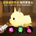 Night light bedroom sleep light rabbit silicone bedside lamp remote control feeding baby kids room sleeping companion pat table lamp