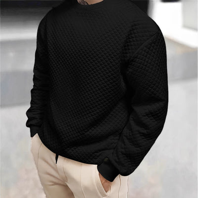 Amazon foreign trade  spring men's trendy small checkered crew neck pullover casual loose knit long sleeve sweatshirt
