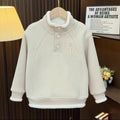 Processing personalized youthwinternew arrivalfleece-linedthickened half snap button sweatshirt baby boy h letter single topsheattech