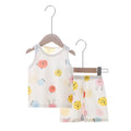 Baby tank top set - summer lightweight pure cotton sleeveless loungewear shorts - unisex kids' pajamas & summer outfit