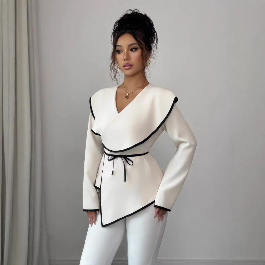 european and american cross-border spring new arrivals: elegant, chic, and slimming korean-style designer women's top