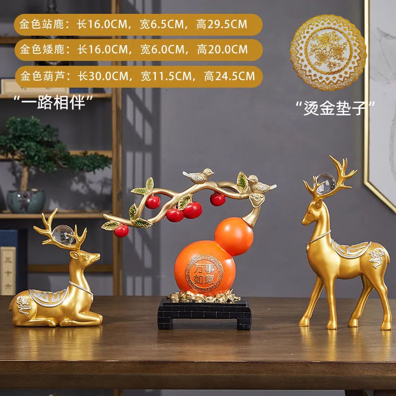 Lucky deer figurine - creative wine cabinet decoration for living room, office desk, home, housewarming gift, moving gift