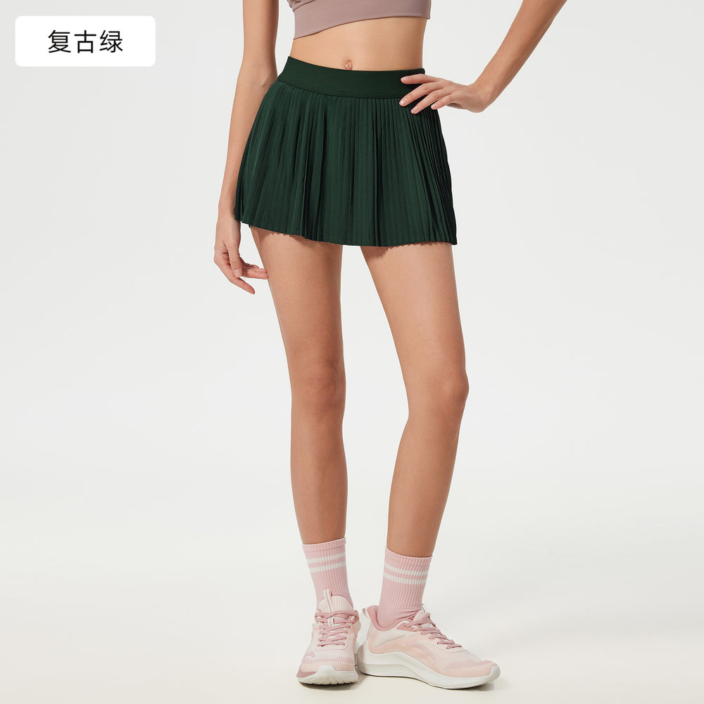 Ice-feeling breathable outdoor sports skirt for women with lining fashion tape tennis skirt yoga fitness skirt d25008