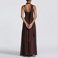 women's summer new arrivals:  cross-border fashion - european & american style, elegant solid color pleated slit dress