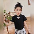 Chinese style girl new chinoiseriesummer chinese style plate button short sleeve medium large child girl national trend short sleeve comfortable breathable