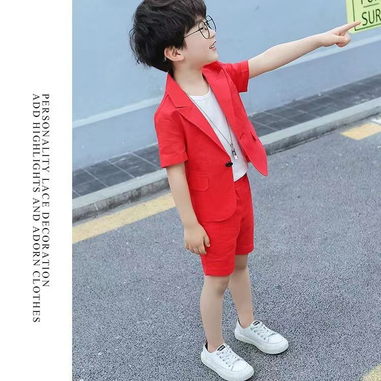 new arrival: boys' summer suit set - two-piece outfit for performances, ceremonies, and stage events