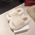 Fairy style furry slippers for women outwearnew arrivalfall and winterpopularfashioneasiest for matchplaid home casual one-line cotton slippers