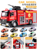 【alloy model】extra-large alloy water tanker truck (sprays water/steering wheel horn) + 8 scooters