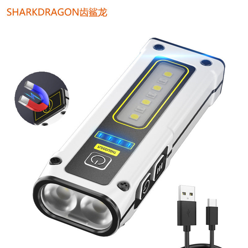 Cross-border new mini double-lamp flashlight Magnetic Type-C charging at the tail with side light Multifunctional flashlight