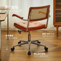 Vintage-style computer chair, home rattan woven retro swivel office chair, study bedroom learning backrest desk chair
