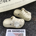 Cute floral puff buckle clogs women's summer outdoor wear 2025 new thick sole "stomping on shit" comfort closed-toe eva sandals