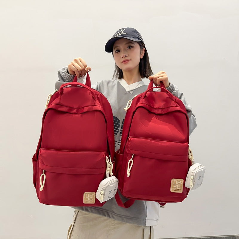 New classic multifunctional backpack - large capacity, waterproof, with hanging pouch - minimalist design for middle school students, class, leisure, and travel