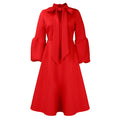 D427 independent station foreign trade women's clothing  new style puff sleeves strappy large skirt high waist dress fashion dress