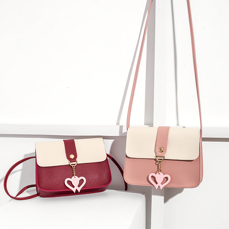 Heart-shaped pendant small square bag 2021ladies bag  women's bag women's hair wholesale Korean version messenger bag