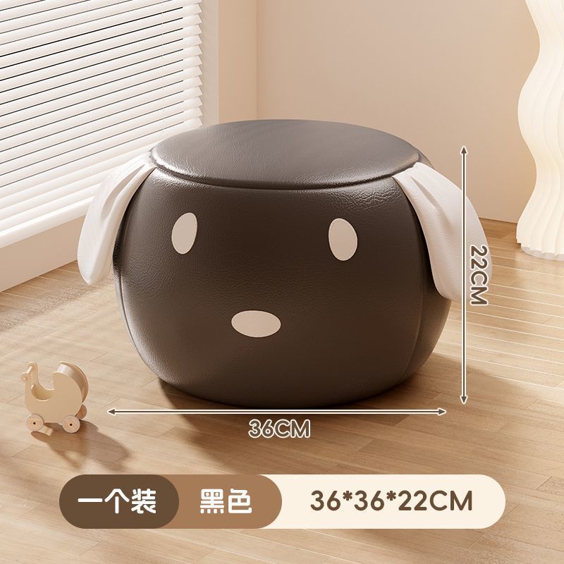 Sliding chair wheel small stool for home pulley low stool shoe changing stool door seat living room creative kids leather bench