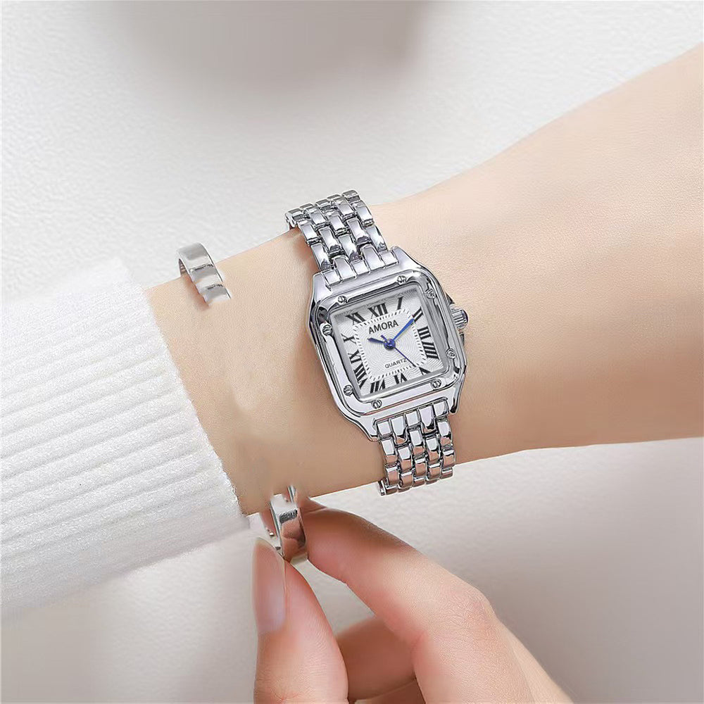 New square ladies' quartz watch - cross-border, light luxury, casual, niche design, authentic women's watch, alloy quality series