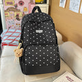 Korean style heart & polka dot backpack - women's large capacity college style student backpack - trendy, versatile, and cute