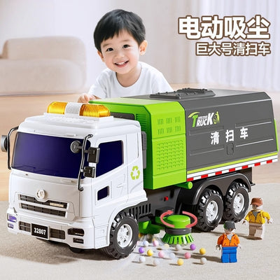 Kids oversized garbage truck sweeping sanitation alloy engineering urban garbage sorting bucket artificial car model toy