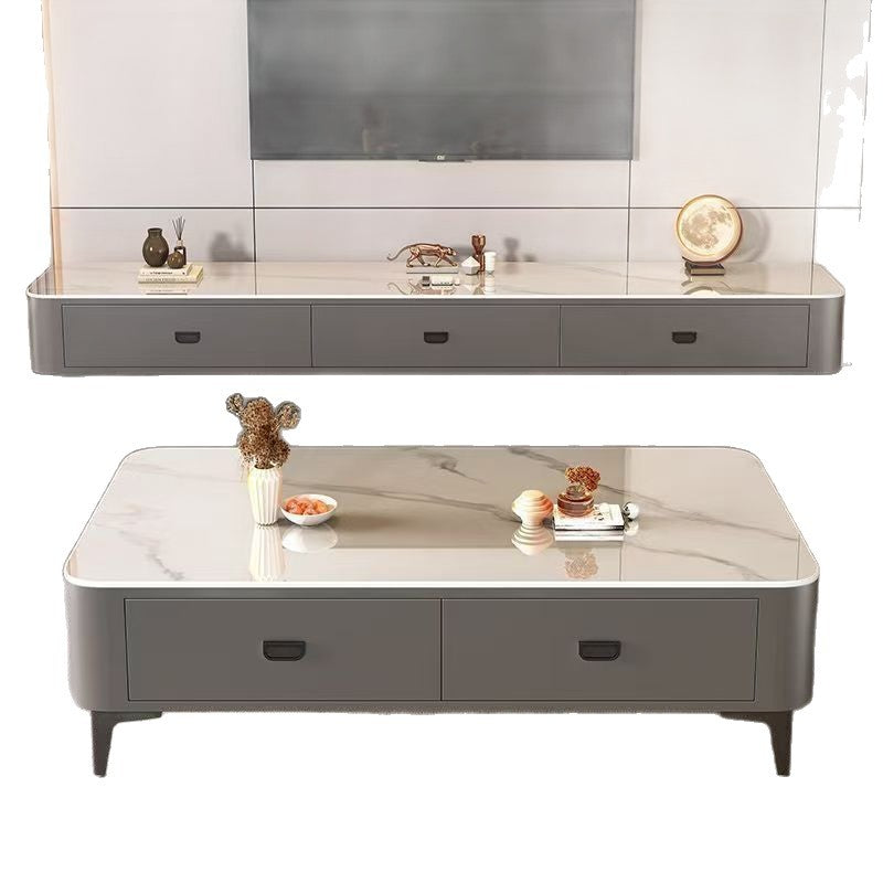 Tv cabinet coffee table living room for home small apartment 2025 modern casual tea table scandinavian floor-to-ceiling glass coffee table combination