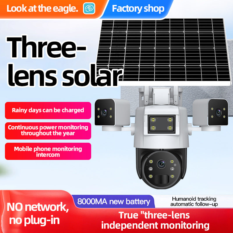 Customized home mobile phone remote 360 degree high definition night vision no electricity no network outdoor solar surveillance camera