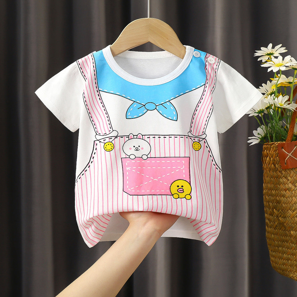 Kids' short-sleeve t-shirt, 100% cotton, baby undershirt, boys' and girls' summer top, 0-7 years old, dropshipping available
