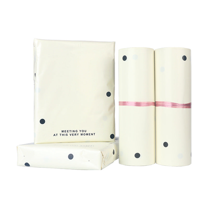 Beige polka dot thickened new material express bag with easy tearing, convenient packing bag to destroy glue in large quantities