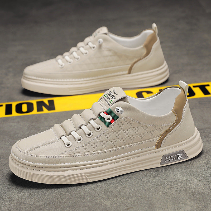 2025 spring new men's white sneakers breathable skate shoes casual sports student trendy shoes white versatile leather shoes for men
