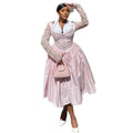 European and american cross-border women's fashion:  autumn new arrival - elegant halter neck printed waist-cinching a-line midi maxi dress