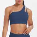 New arrival cross-border patchwork double-sided nylon brushed one-shoulder beautiful back sports intimates running fitness yoga wear vest for women