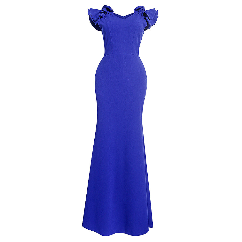 European and american women's clothing    new long dress - figure-flattering, bodycon, african style dress with v-neck and multiple color options