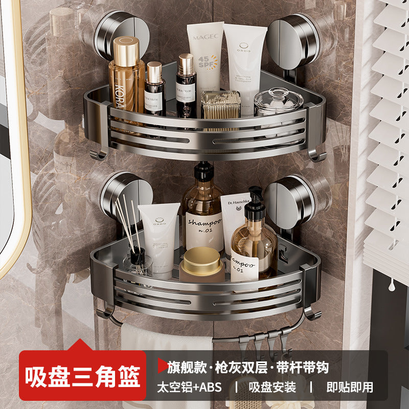 Suction cup towel rack bathroom non-punching towel rack rack toilet rack integrated space aluminum toilet pendant