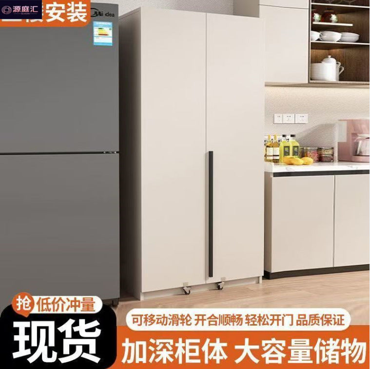 Solid wood sideboard storage cabinet refrigerator cabinet all-in-one with door sideboard wall-mounted multi-functional snack cabinet storage cabinet