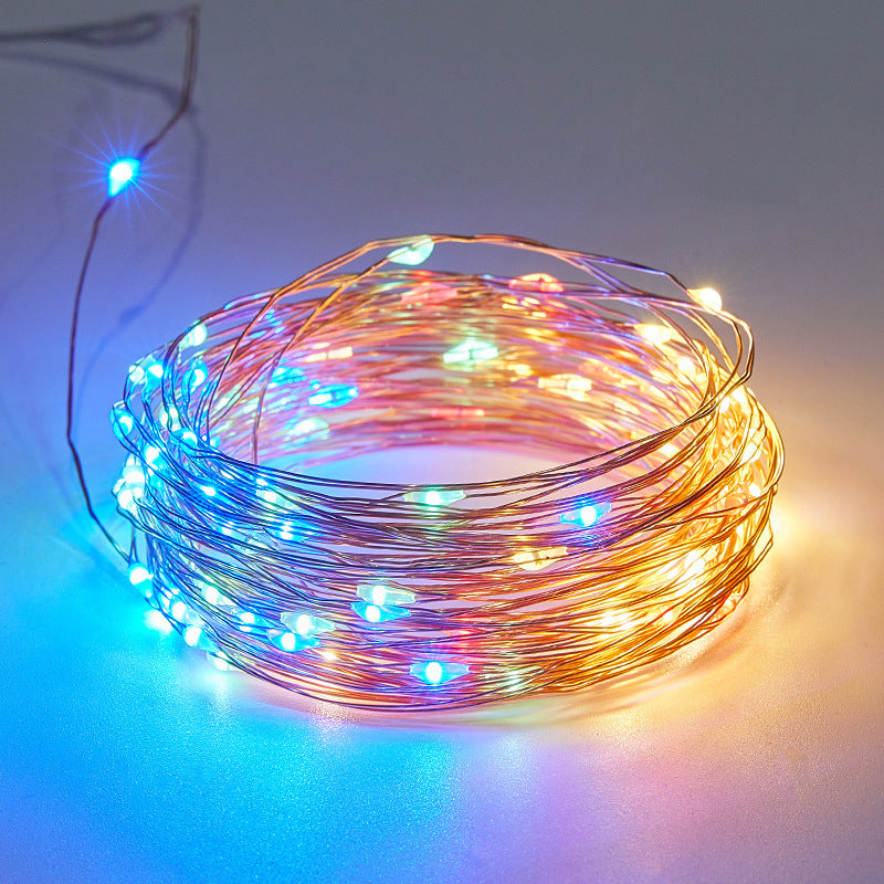 LED solar copper wire light string outdoor waterproof gypsy star light string Christmas atmosphere decoration small lights flashing belt