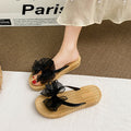 Thick sole 4cm summernew arrivaloutweareasiest for matchmesh bows heightening flip flops women's vacation beach slippers women