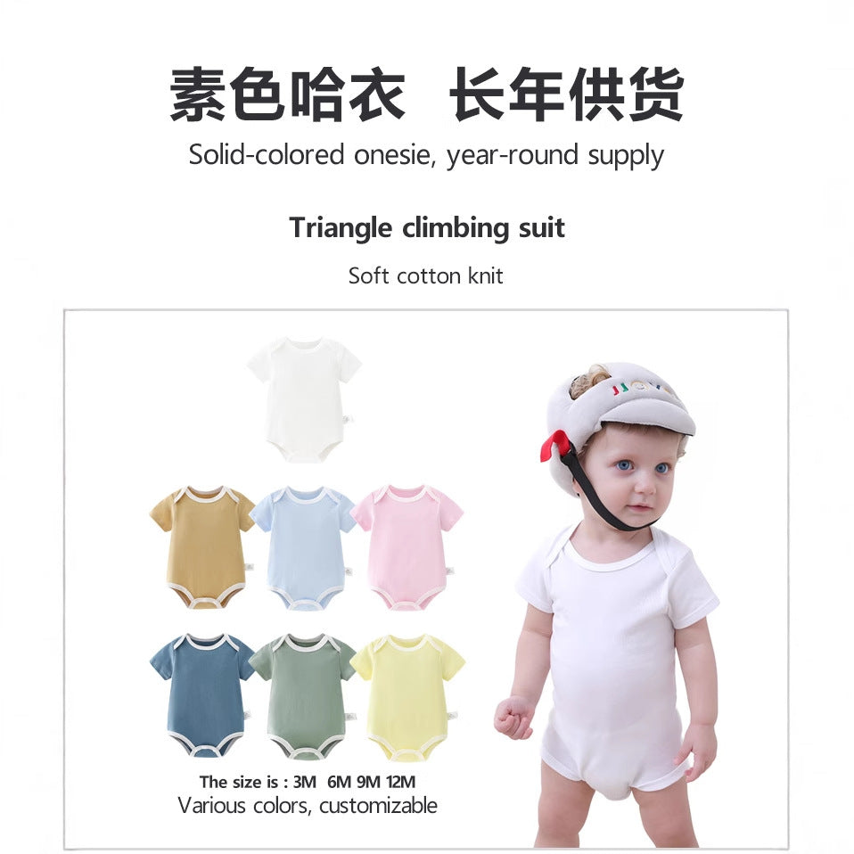 Baby short-sleeve romper - lightweight summer bodysuit for newborns, unisex, snap-crotch, triangle design, printed -  collection