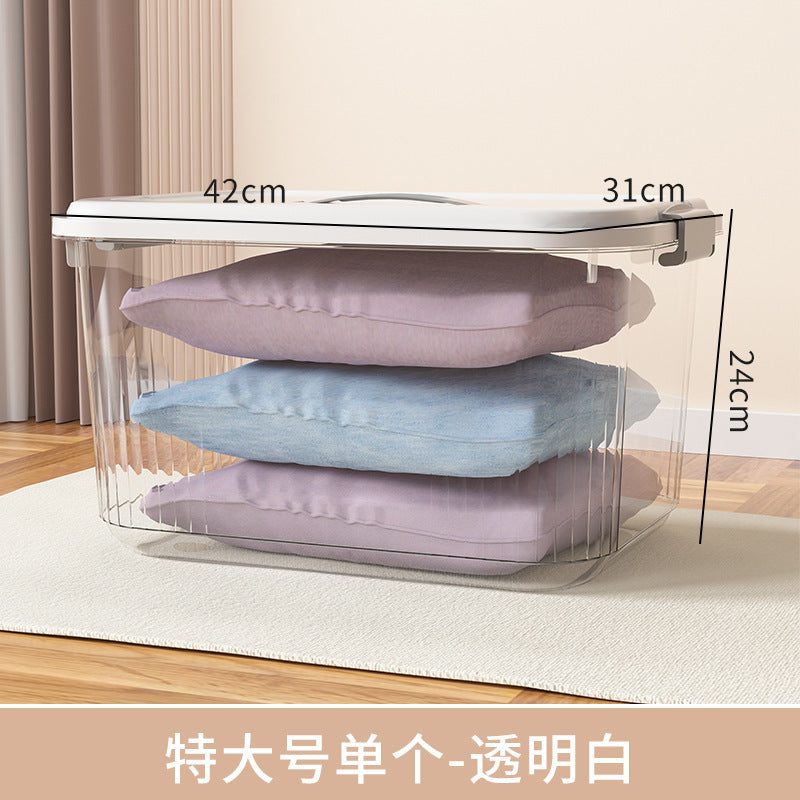 Household acrylic transparent storage box with lid, clothes storage box, household quilt sundries finishing basket wholesale