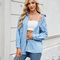 European and american cross-border foreign trade spring and summer women's clothing  independent station washed adjustable sleeve denim shirt loosetops