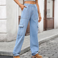 European and american cross-border e-commerce workwear jeans for women, new autumn/winter styles, hot-selling on  and , multi-pocket denim wide leg pants