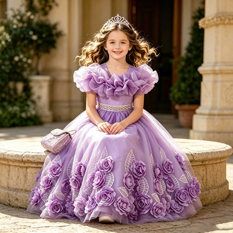 Girl dressexportgirl dress mesh birthday princess dress kids flower tutu dress flower girl wedding dress