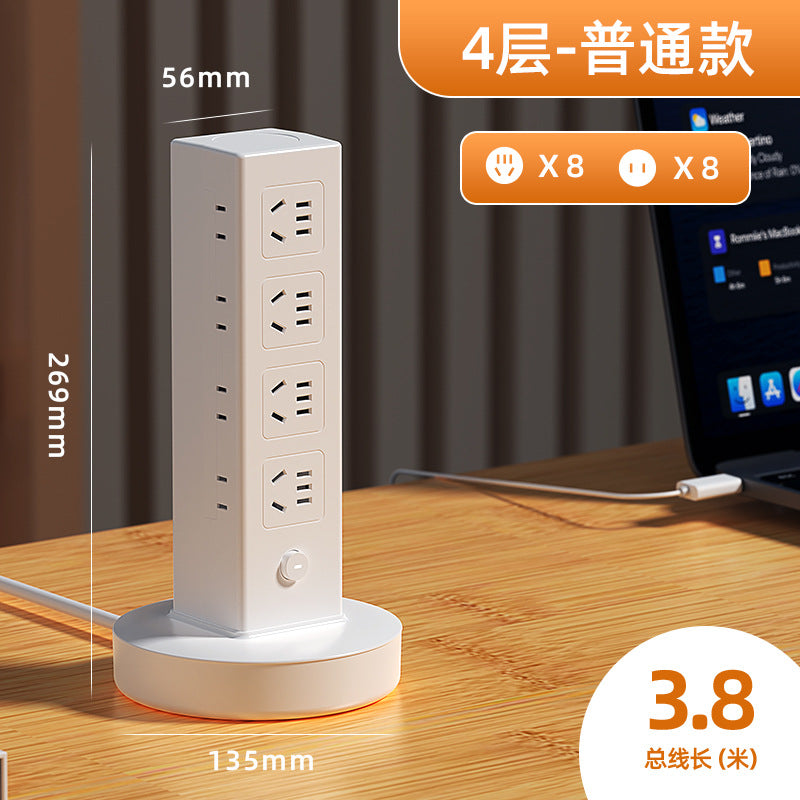 Vertical storage socket panel multi-port usb power strip for home and office - multifunctional desktop power strip